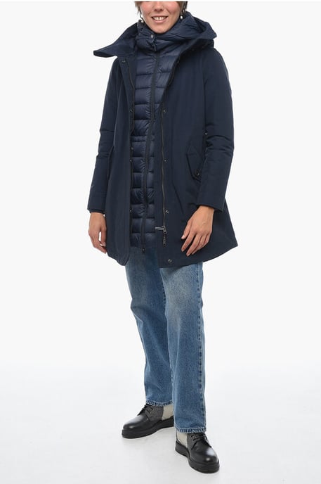 Solid Color Down Jacket with Removable Inner in Blue - Image 4