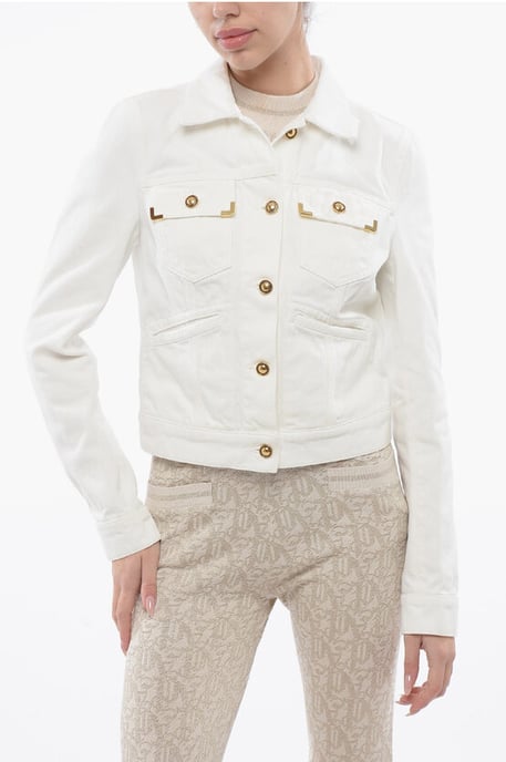 Denim Utility Jacket in White - Image 1