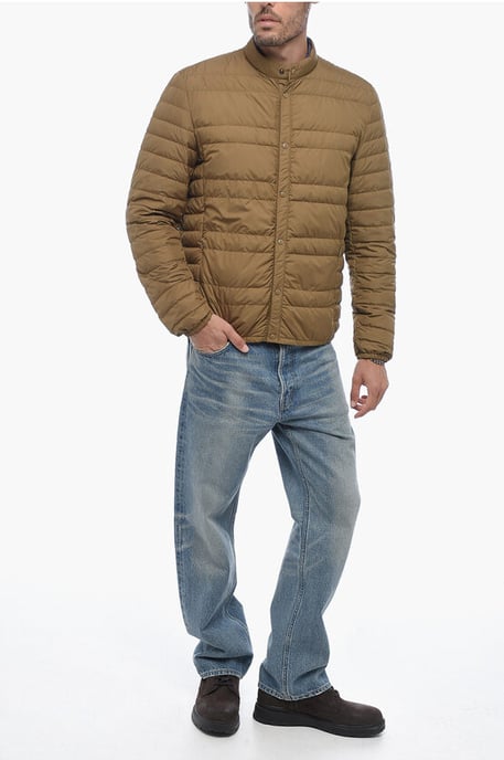Lightweitght Bomber Jacket with Stand-up Collar in Brown - Image 4