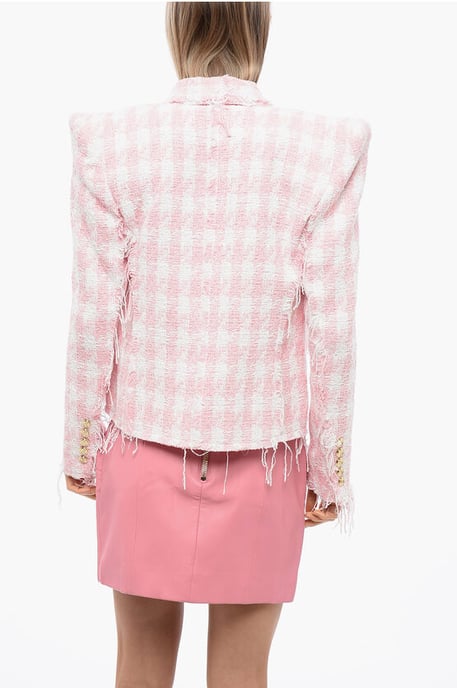 Tweedblazer met franjes in roze - Image 2