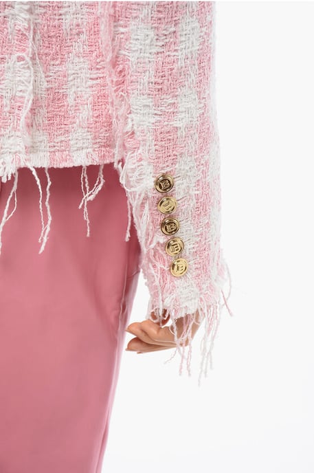 Tweedblazer met franjes in roze - Image 3