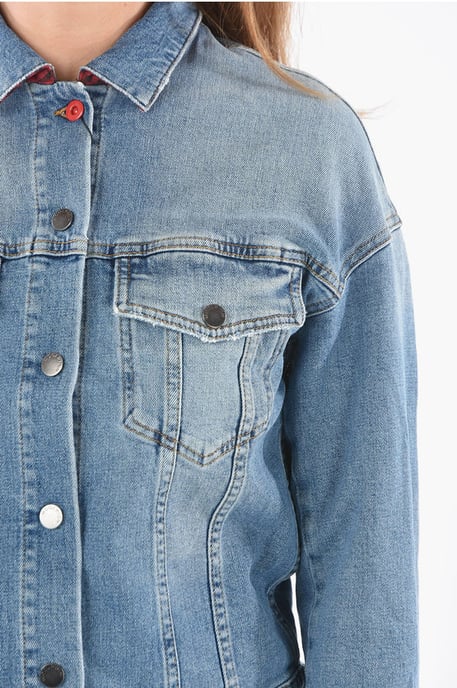 Denim AMERICAN Jacket with Silver Buttons in Blue - Image 3