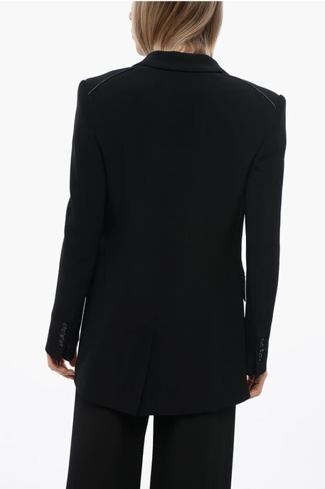 Peak Lapel TORIKO Blazer with Logoed Chain in Black - Image 2
