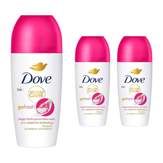 Dove Advanced Care Go Fresh Women's Roll On with 72Hrs of Protection 50ml, 3 Pk - Image 1