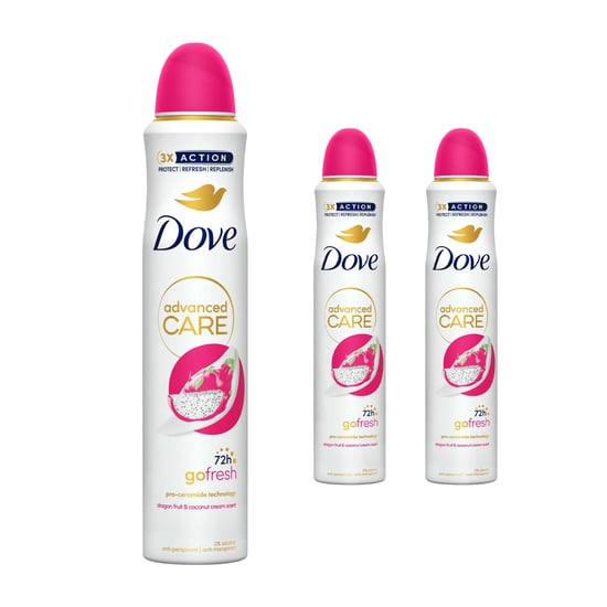Dove Anti-Perspirant Deodorant Go Fresh with 72Hrs Protection 200ml, 3 Pack - Image 1