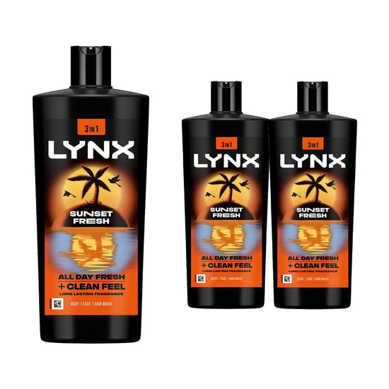 Lynx XXL Body Wash Sunset Fresh 72H Sweat Protection 700ml, 3 Pack - Image 1