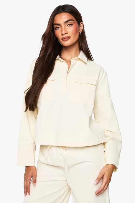 Twill Collard Spilt Cuff Shirt - Image 4