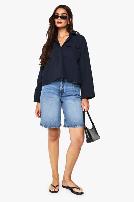 Twill Collard Spilt Cuff Shirt - Image 3