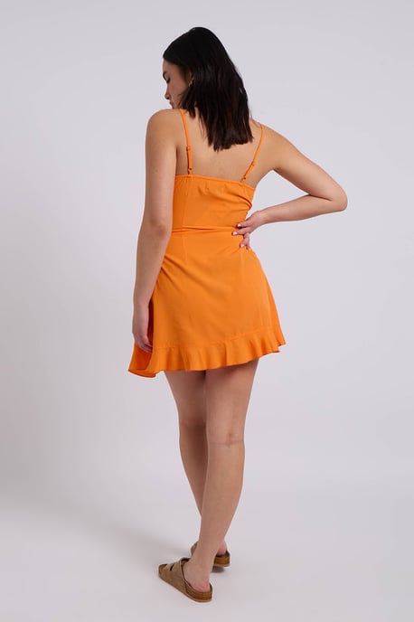 Orange Cami Woven Frill Tea Dress - Image 3