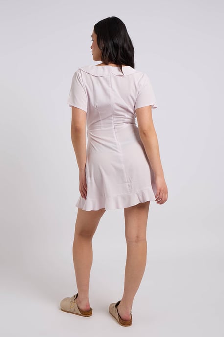 Purple SS Woven Frill Tea Dress - Image 3