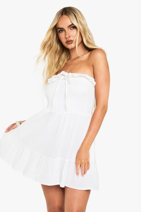 Textured Bandeau Mini Dress - Image 1