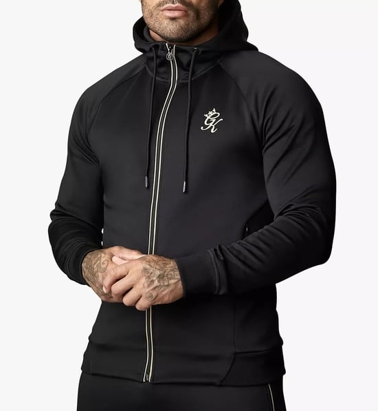 Gym King Mens Black Gold Poly Reflective Tracksuit - Image 2