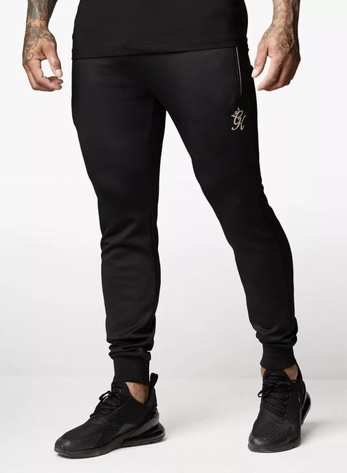 Gym King Mens Black Gold Poly Reflective Tracksuit - Image 4