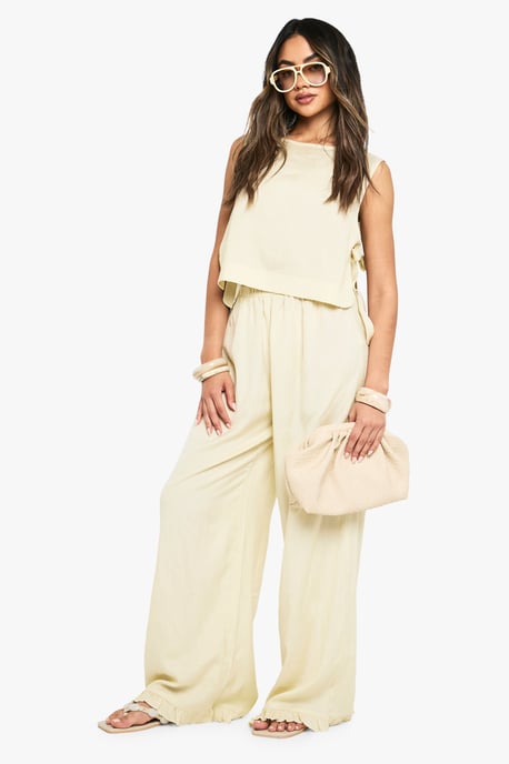 Tie Side Linen Top & Wide Leg Trouser Co-ord - Image 1