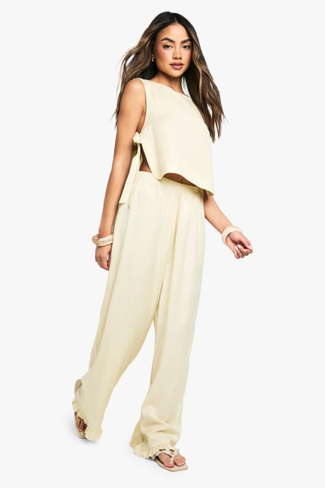 Tie Side Linen Top & Wide Leg Trouser Co-ord - Image 3