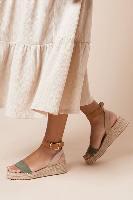 Riva Faux Suede Strap Medium Espadrille Wedge Sandals - Image 3