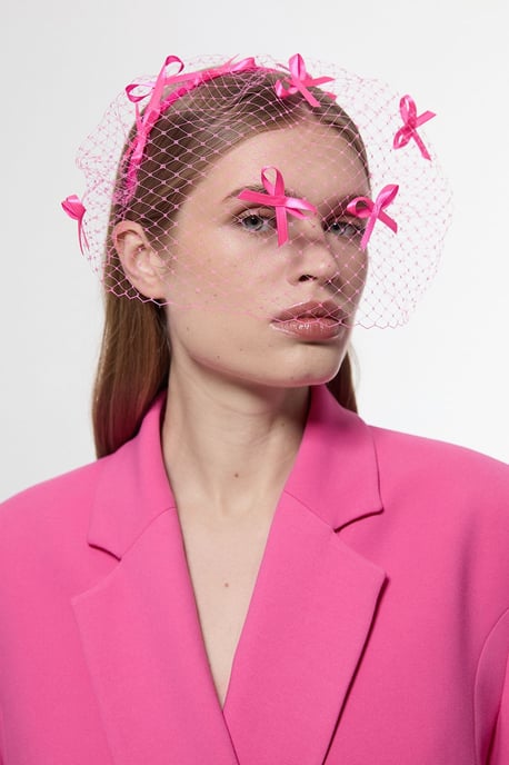 Mesh Bow Detailed Netting Fascinator - Image 1