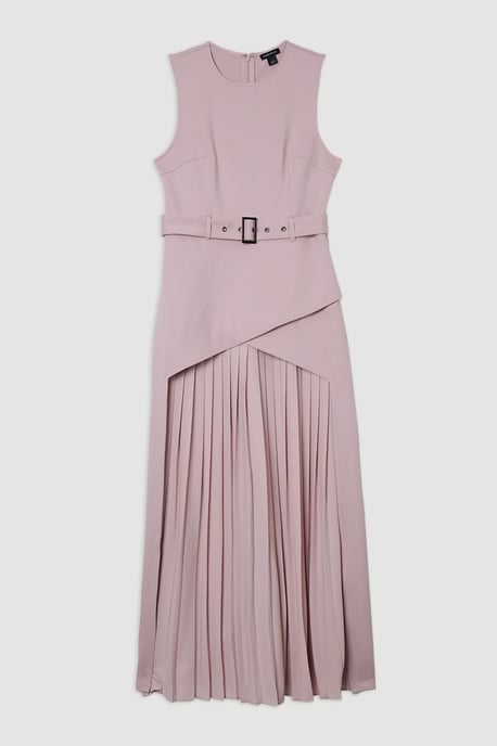 Ponte And Georgette Jersey Pleated Maxi Dress - Image 4