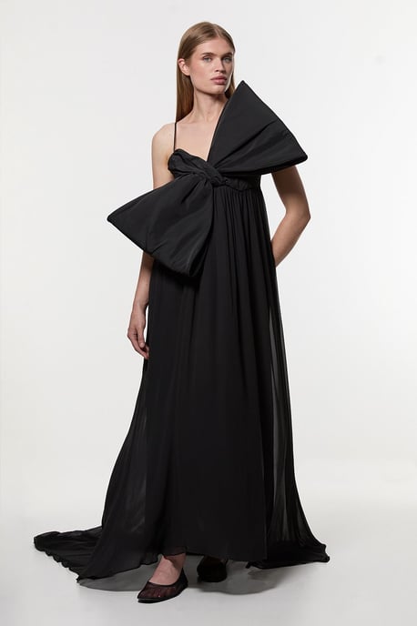 Tall Taffeta Bow Detail Woven Maxi Dress - Image 1