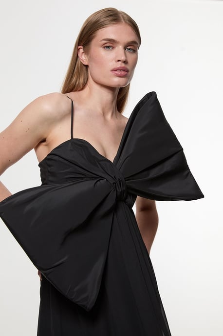 Tall Taffeta Bow Detail Woven Maxi Dress - Image 2