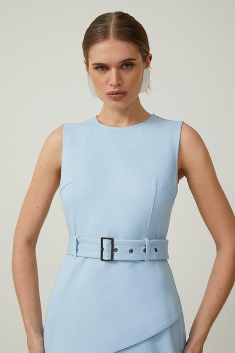Ponte And Georgette Jersey Pleated Maxi Dress - Image 2