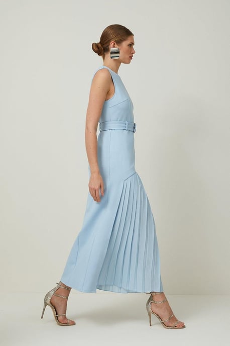 Ponte And Georgette Jersey Pleated Maxi Dress - Image 3