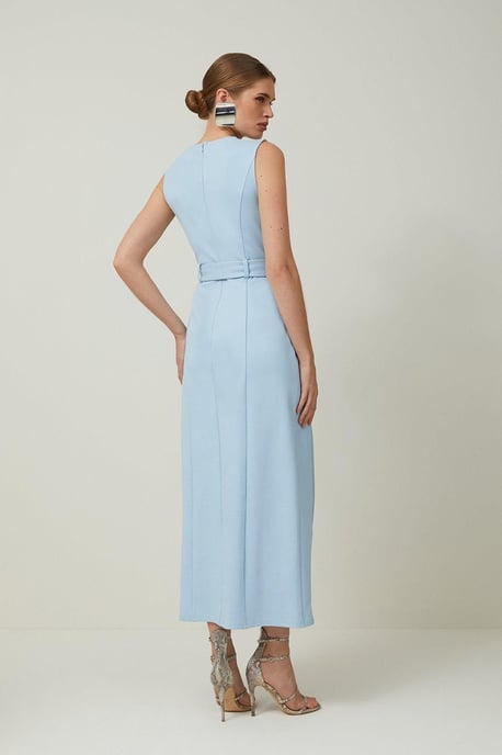 Ponte And Georgette Jersey Pleated Maxi Dress - Image 4