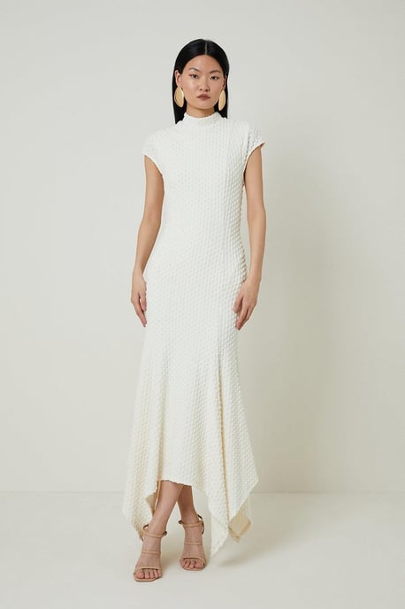 Textured Jersey Dramatic Hem Maxi Dress - Image 1