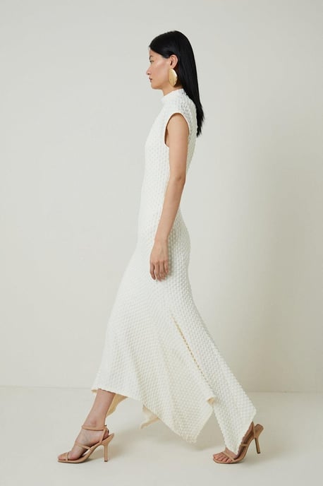 Textured Jersey Dramatic Hem Maxi Dress - Image 3