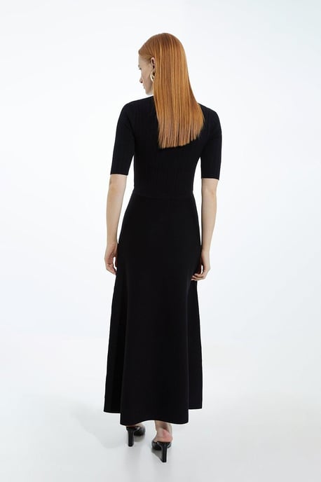 Rib Knit Military Trim Maxi Dress - Image 5