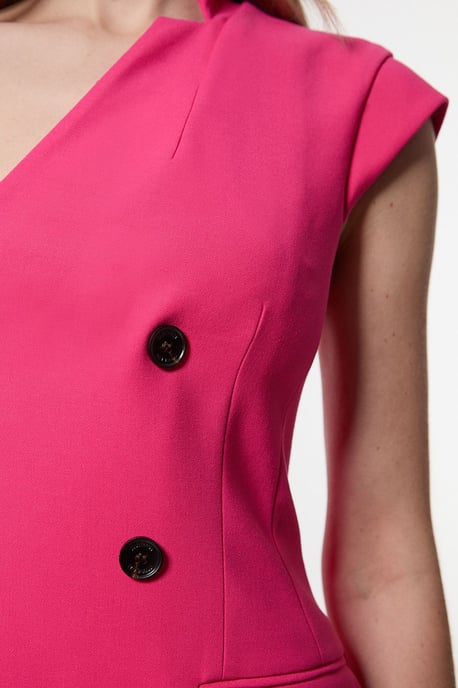 Compact Stretch Asymmetric Collar Tailored Pencil Maxi Dress - Image 3