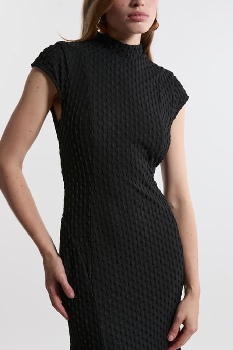 Textured Jersey Dramatic Hem Maxi Dress