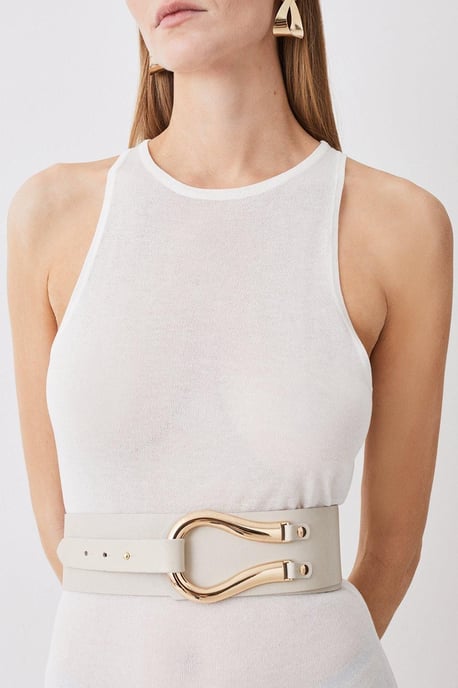 Leather Hardware Detail Waist Belt - Image 1