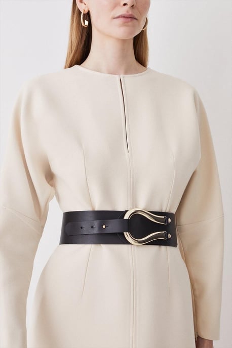 Leather Hardware Detail Waist Belt - Image 1