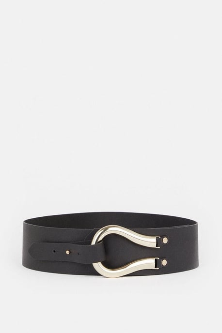 Leather Hardware Detail Waist Belt - Image 2