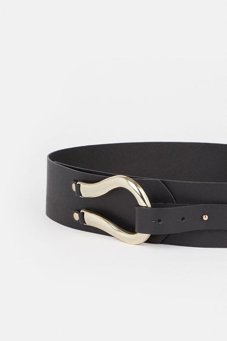 Leather Hardware Detail Waist Belt - Image 3