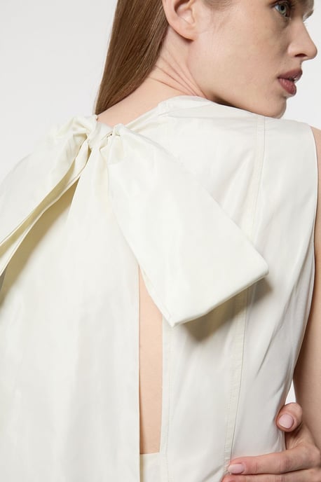 Drama Taffeta Rosette Woven Mini Dress With Bow Detail - Image 3
