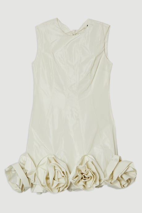 Drama Taffeta Rosette Woven Mini Dress With Bow Detail - Image 4