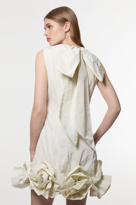 Drama Taffeta Rosette Woven Mini Dress With Bow Detail - Image 5