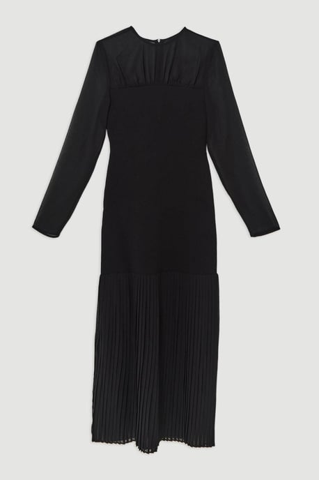Ponte And Georgette Jersey Pleated Maxi Dress - Image 4