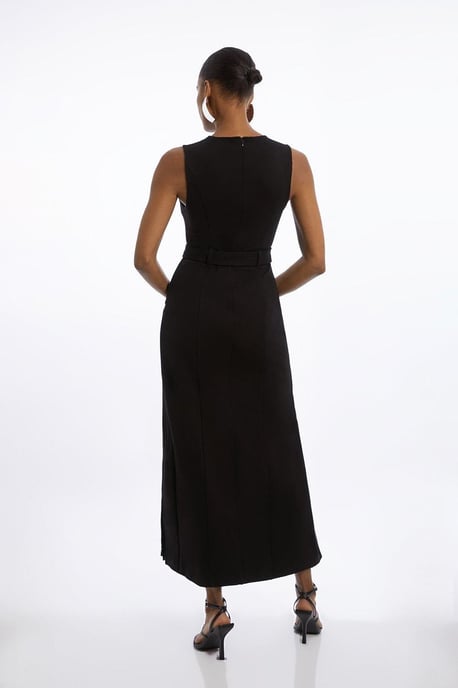 Ponte And Georgette Jersey Pleated Maxi Dress - Image 6