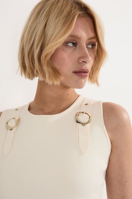 Buckle Trim Knitted Top - Image 1