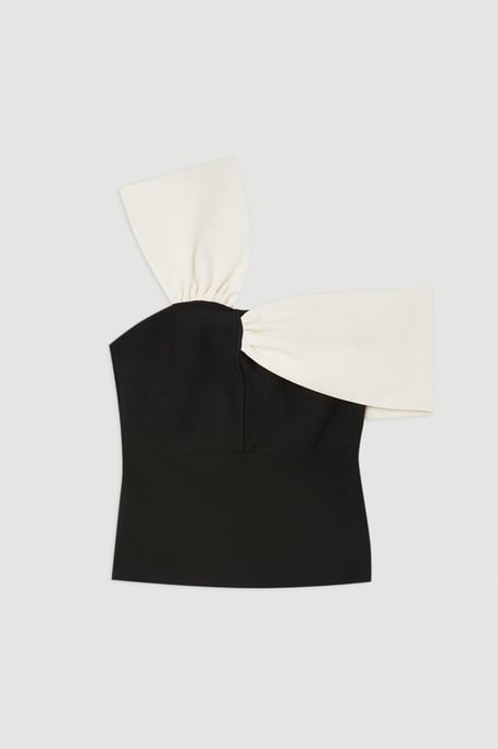 Plus Size Figure Form Bandage Knit Asymmetric Strap Top - Image 4