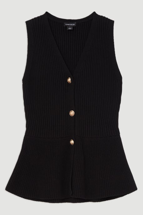Ribbed Cotton Knitted Waistcoat - Image 4