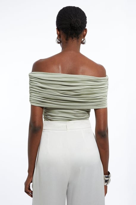 Drapey Slinky Jersey Bardot Bodysuit - Image 5