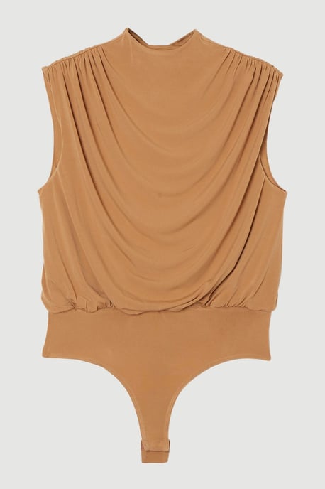 Jersey Crepe High Neck Ruched Bodysuit - Image 4