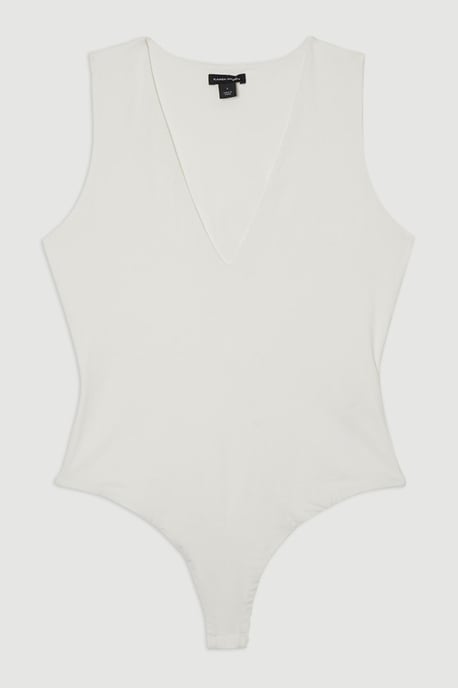 Stretch Cotton Plunge Neck Jersey Bodysuit - Image 4