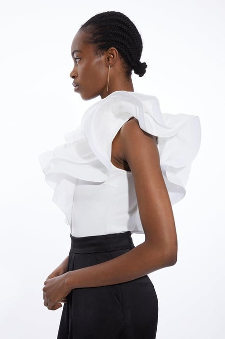 Cotton Ruffle Detail Bodysuit - Image 3