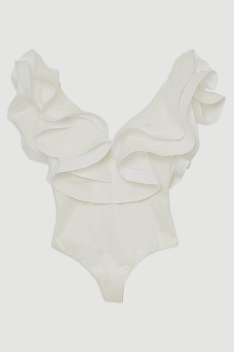 Cotton Ruffle Detail Bodysuit - Image 4