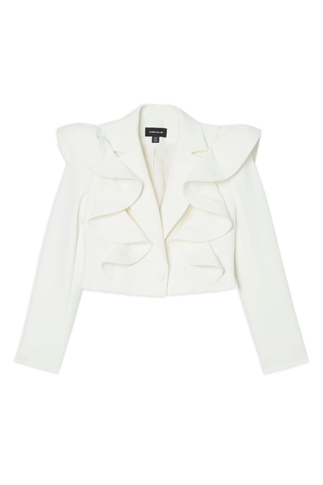 Drama Ruffle Tailored Single Breasted Cropped Blazer - Image 4